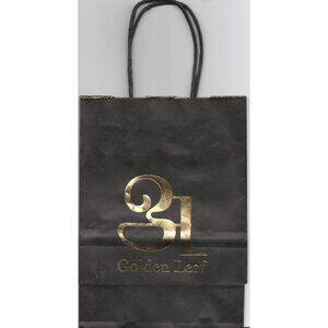 Golden Leaf Black Paper Gift Bag Marijuana Gold Foil Logo Handles Colorado Pot
